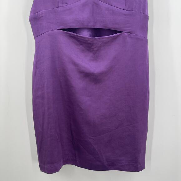 ENDLESS ROSE Dress Size Large NWT Boutique Ethel Purple Satin Cut Out Bodycon - Picture 8 of 16